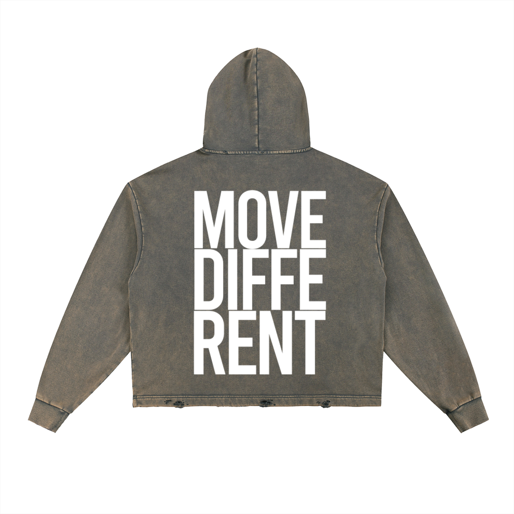 Vintage Washed Frayed-Hem Hoodie