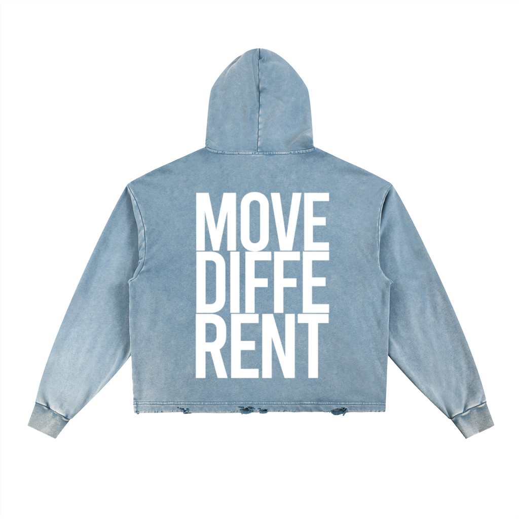 Vintage Washed Frayed-Hem Hoodie